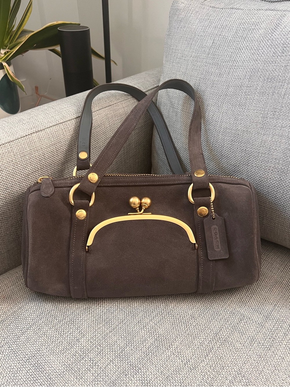 Coach Runway Kisslock Barrel Bag - whisper